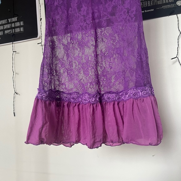 Y2K Purple Lace Sheer Ruffle Babydoll Nightie - Picture 2 of 7